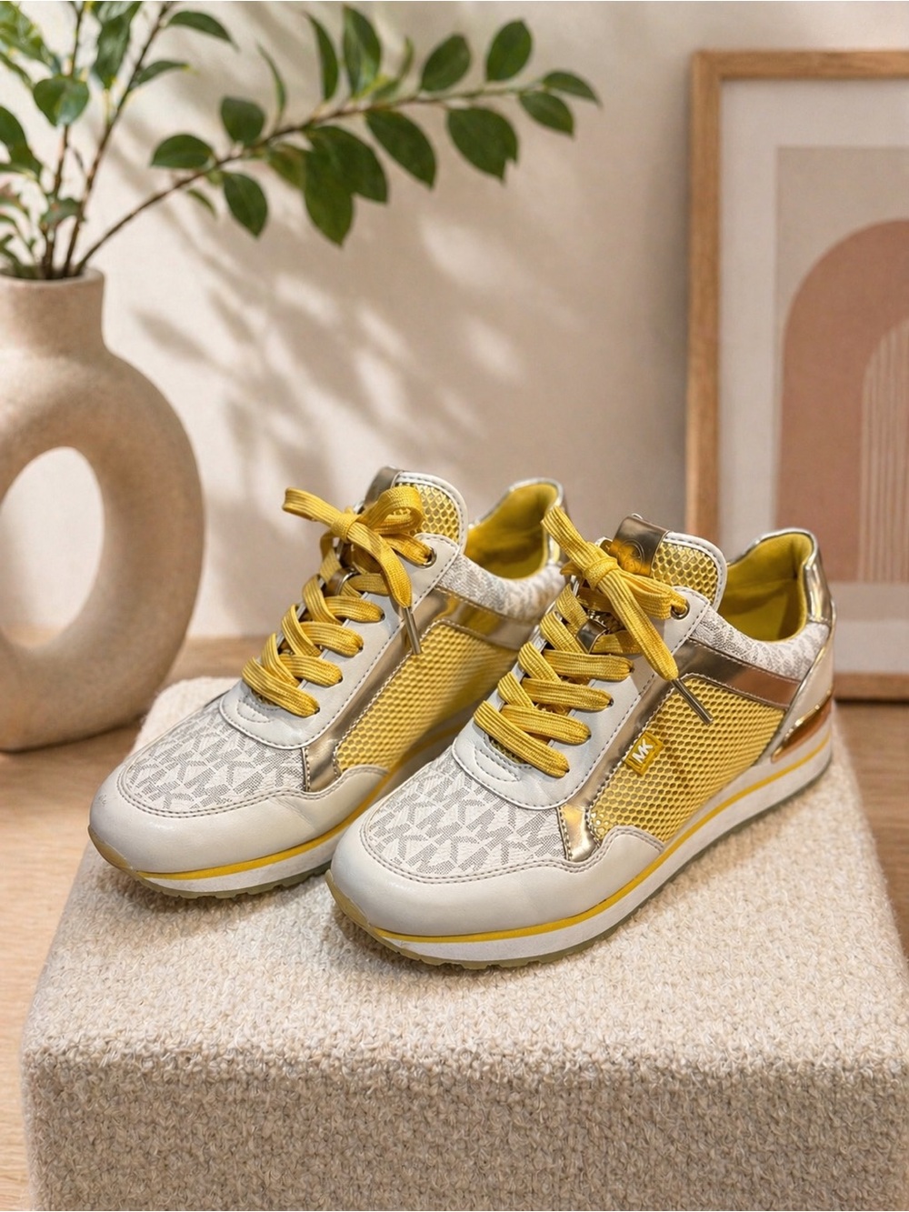 Michael Kors Maddy Trainer Sneakers - Cream/Yellow/Gold